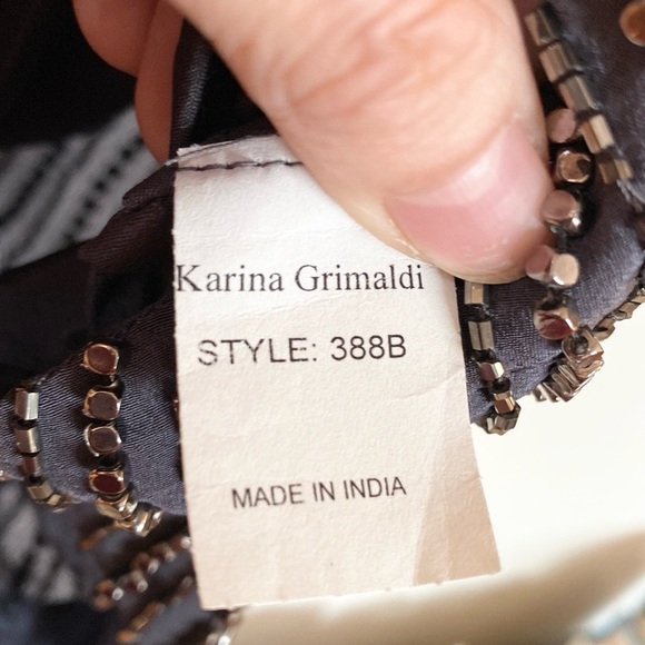 NWT Karina Grimaldi Beaded Metallic Grey and Silver Mini Evening Dress - Picture 6 of 7